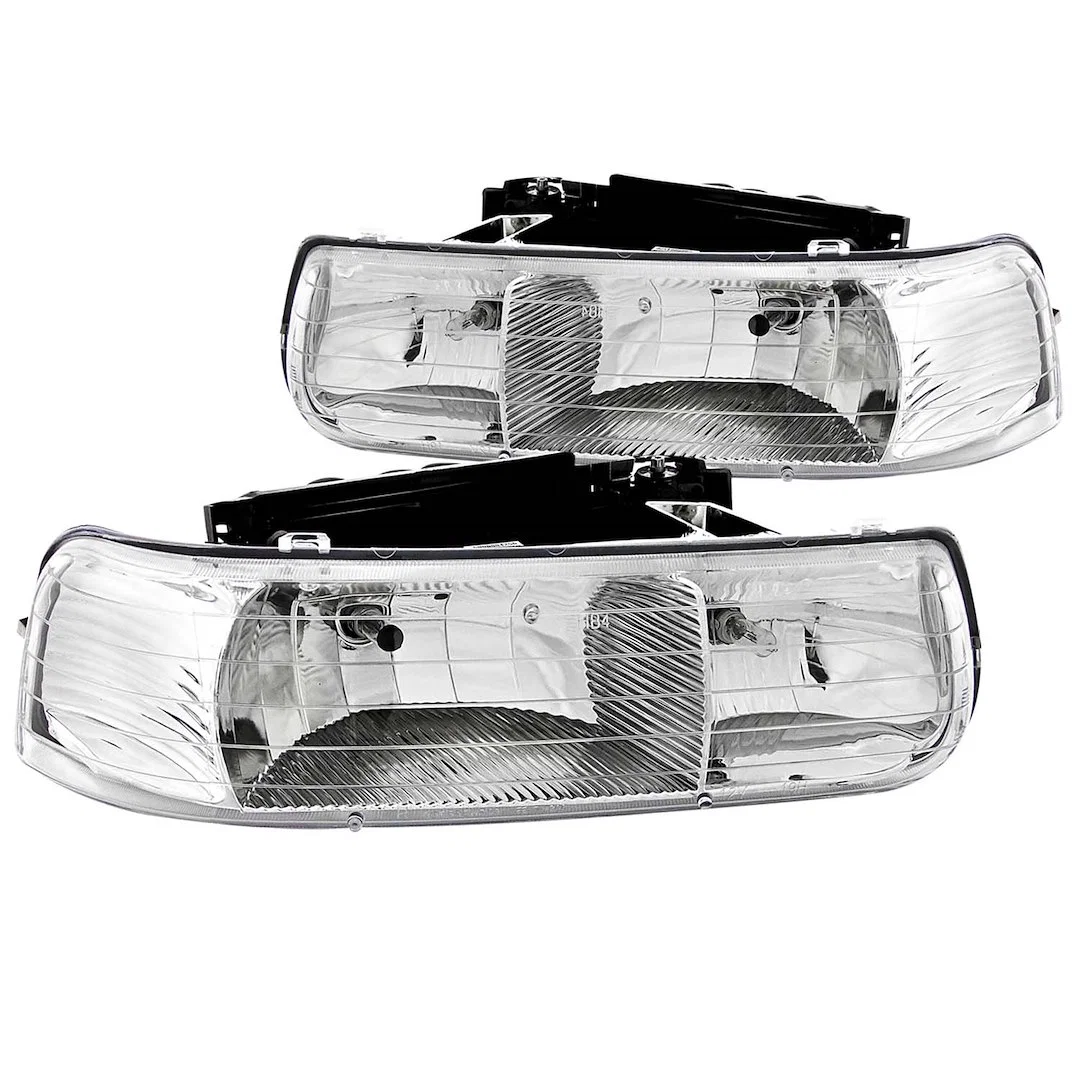 111011 – ANZO Headlight Assembly, Halogen Bulb Standard Beam 9005/ 9006 White Bulb Clear Lens Chrome Housing Set Of 2